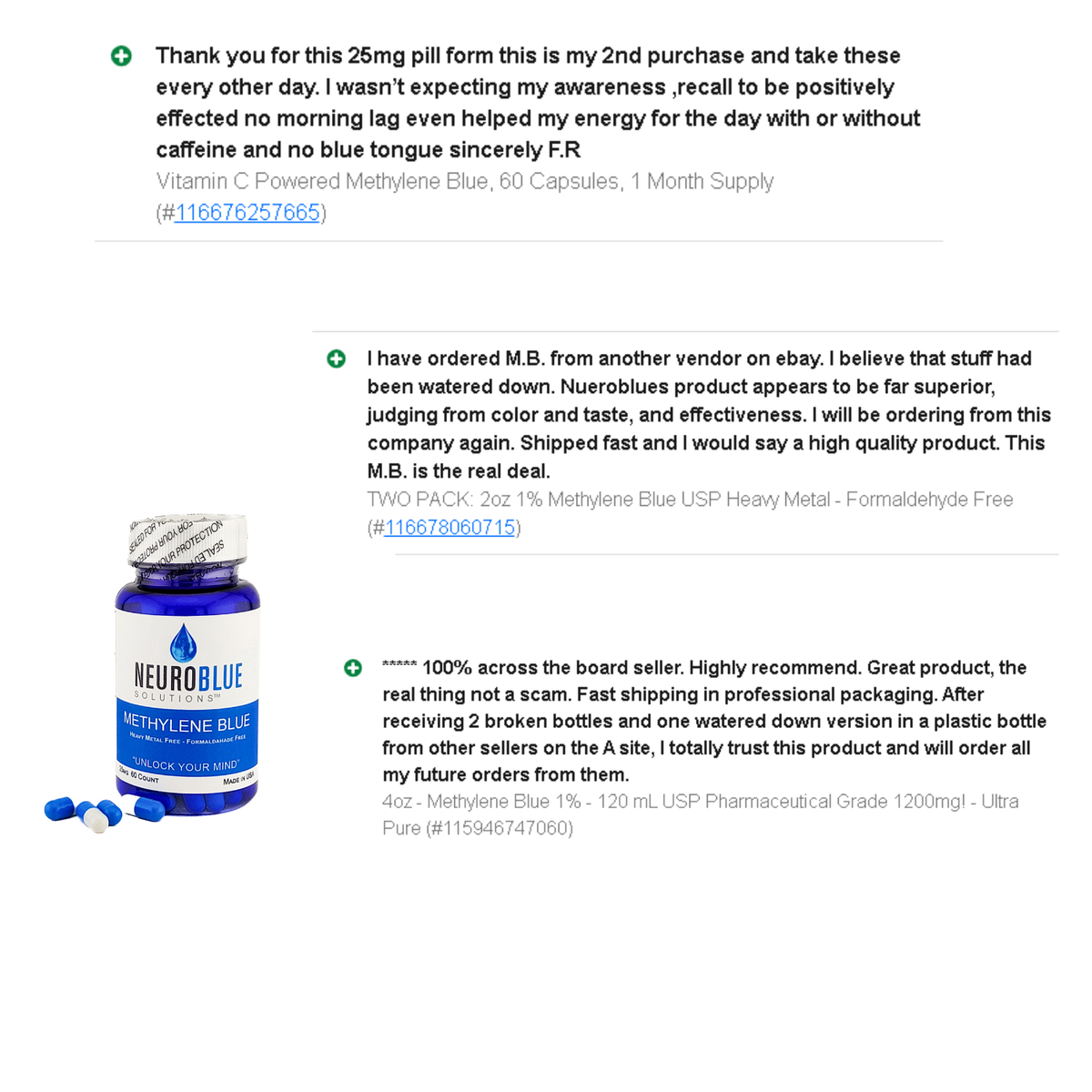 Methylene Blue Capsules 25 mg | 60 Count | NeuroBlue