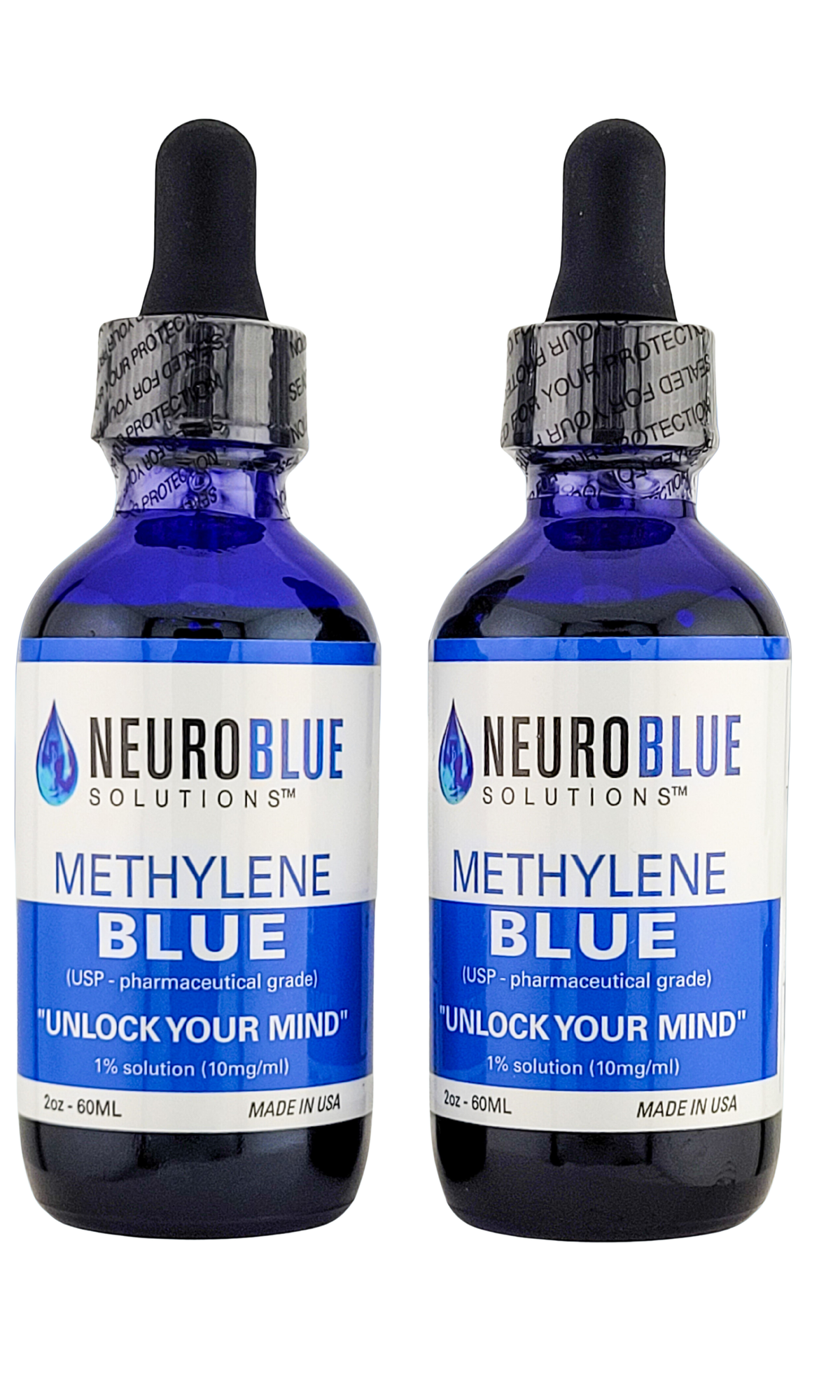 Methylene Blue USP Grade 2oz Bottle Dropper Two Pack