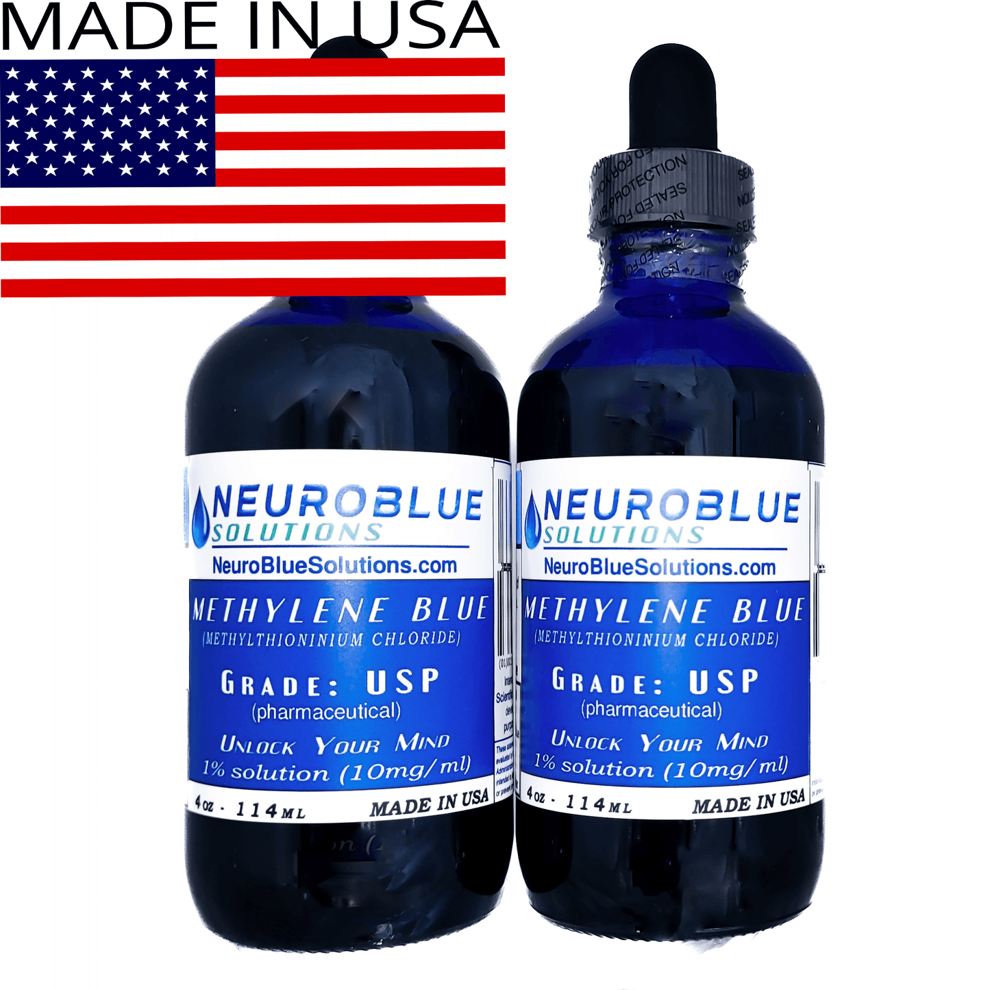 4oz Two Pack! - Methylene Blue USP Grade  Bottle Dropper